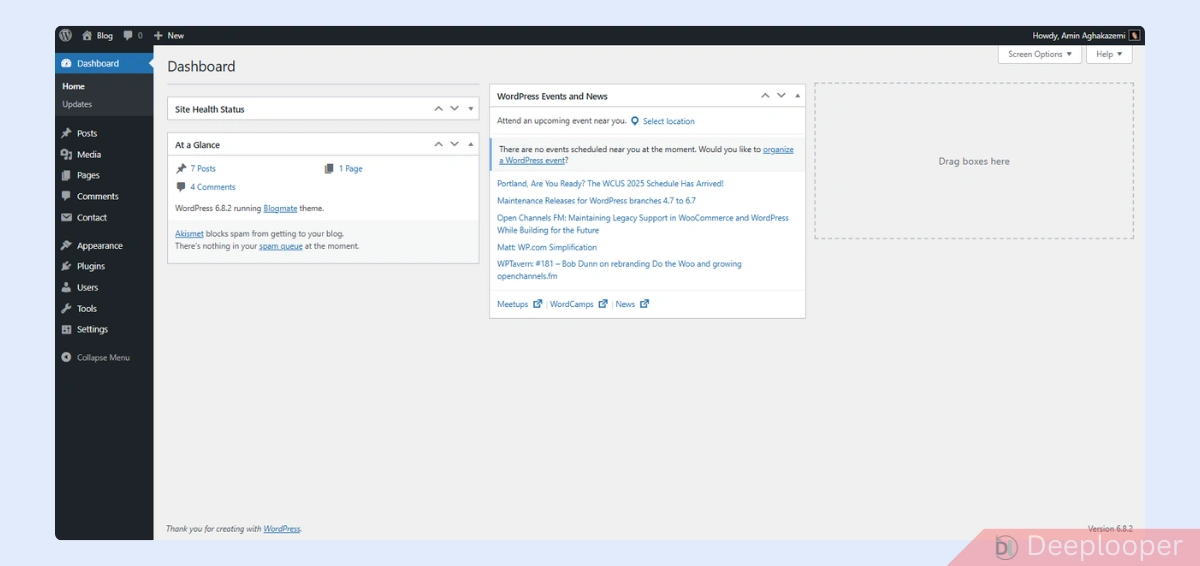 WordPress admin area